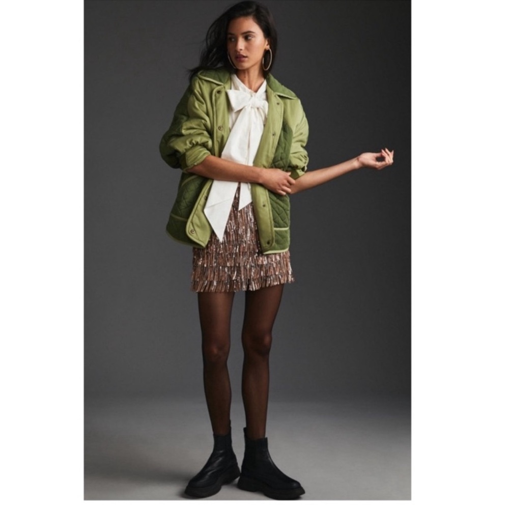 Anthropologie Pilcro green Quilted jacket Coat Sz large - Picture 3 of 15